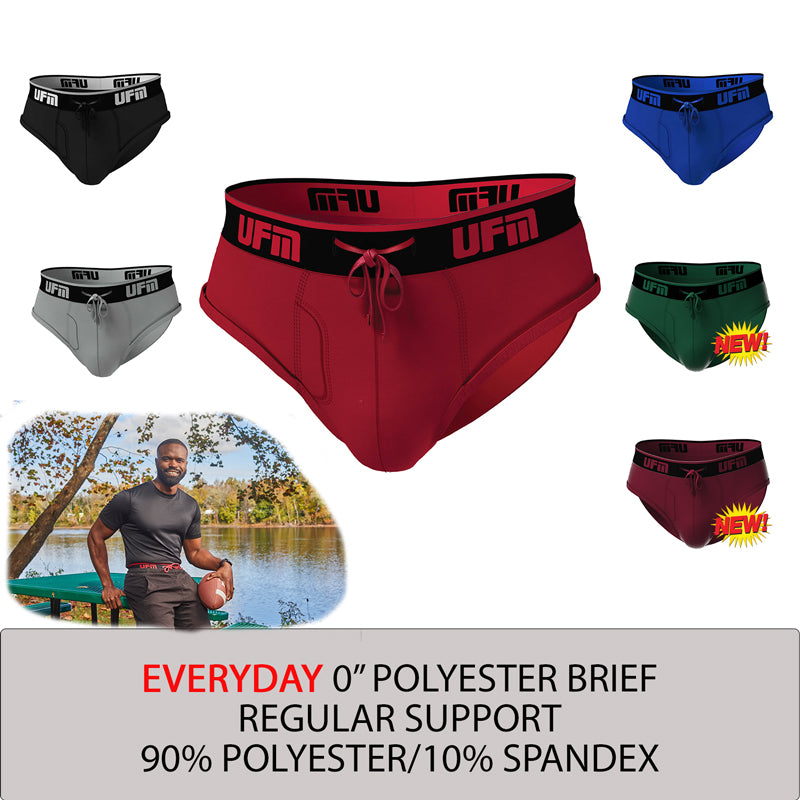 REG Support 0 inch Briefs Polyester Available in Black, Gray Red, Royal Blue + New Wine and Pine