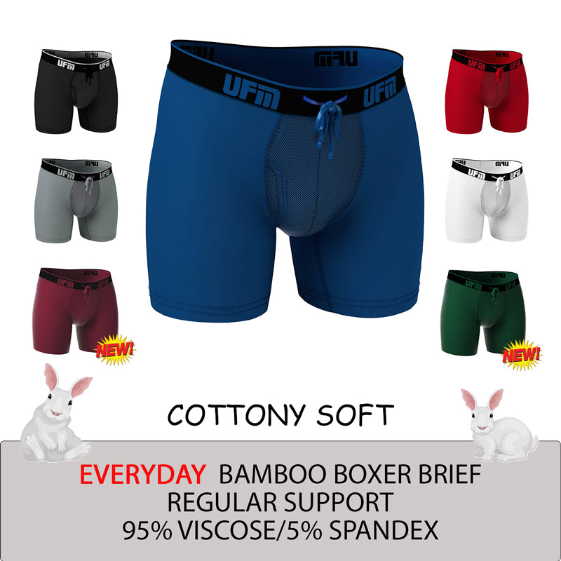 REG Support 6 Inch Boxer Briefs Bamboo Available in Black, Red, Gray, Royal Blue, White + New Wine, Pine